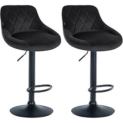 Non Lot de 2 tabourets de bar Lazio velours noir 