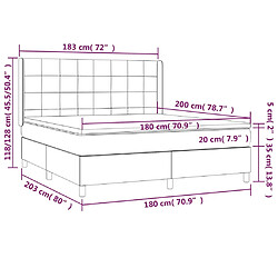 vidaXL Sommier à lattes de lit avec matelas Gris foncé 180x200cm Tissu pas cher