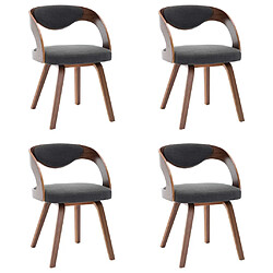 Decoshop26 Lot de 4 chaises de salle à manger cuisine design moderne bois courbé et tissu gris foncé CDS021539