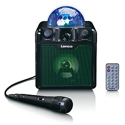 Lenco HAUT-PARLEUR BT AVEC LUMIÈRES, USB, SD, RC, MIC, AC NOIR 