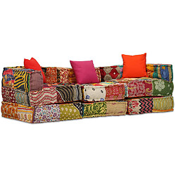 vidaXL Pouf modulaire à 3 places Patchwork Tissu