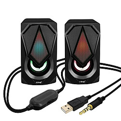 Enceinte Filaire Jack 3.5mm + USB 3W x 2 LED RVB Bouton Intégré LinQ A4000 Noir