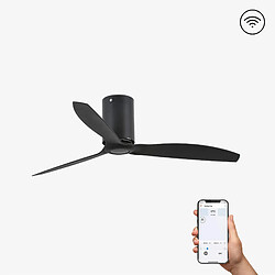 Faro Barcelona Ventilateur de plafond noir mat avec moteur à courant continu intelligent