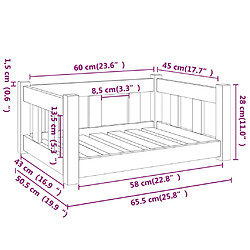 vidaXL Lit pour chien Blanc 65,5x50,5x28 cm Bois de pin solide pas cher