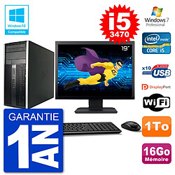 PC HP 6300 MT Ecran 19" Core i5-3470 RAM 16Go Disque 1To Graveur DVD Wifi W7 - Occasion