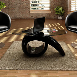 vidaXL Table basse avec dessus de table en verre ovale Noir brillant 