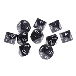 10 pièces en plastique 10 faces d10 d10 pour jeu de société accessoire de jeu noir