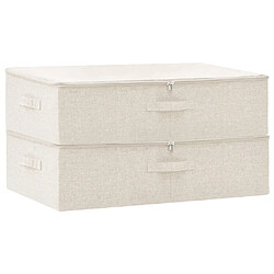 Maison Chic Lot de 2 Boîtes de rangement,Boîtes de stockage Tissu 70x40x18 cm Crème -MN673037