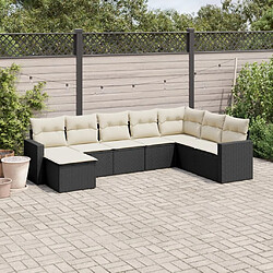 Maison Chic Ensemble Tables et chaises d'extérieur 8 pcs avec coussins,Salon de jardin noir résine tressée -GKD783378