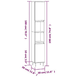 vidaXL Armoire de salle de bain noir 30x30x190 cm bois d'ingénierie pas cher