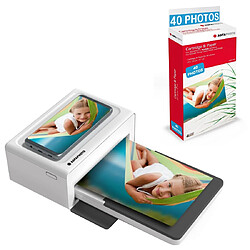 AGFA PHOTO Pack Imprimante Realipix Moments + Cartouches et papiers 40 photos supplémentaires - Impression Bluetooth Photo 10x15 cm Smartphone Apple et Android, 4Pass Sublimation Thermique - Blanc - Blanc 