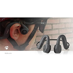 NEDIS Ecouteurs Casque Bluetooth® par vibrations batterie 6.5 heures Microphone intégré Mémoire 8 GB Contrôle du Volume IPX5 Gris