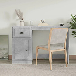 Maison Chic Bureau solide,Table de travail,Bureau d'ordinateur avec tiroir gris béton 115x50x75 cm bois d'ingénierie -GKD13162