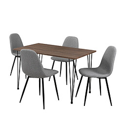 Table à manger + 4 chaises Vihti 120cm x 70cm x 75cm Gris Effet Bois [en.casa]