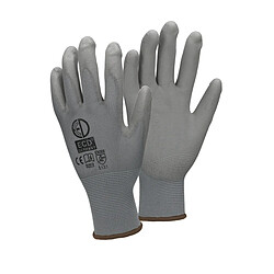 ECD Germany 36 Paires de Gants de Travail en PU - Taille 9-L - Couleur Gris - Élastique - Protection Usages Multiples - pour Mécanicien Constructeurs Travail de Jardin Bricolage Activités Montage