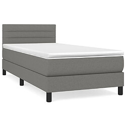 vidaXL Sommier à lattes de lit avec matelas Gris foncé 100x200cm Tissu