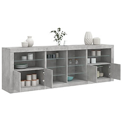 vidaXL Buffet avec lumières LED gris béton 202x37x67 cm