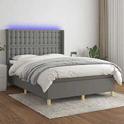 vidaXL Sommier à lattes de lit matelas LED Gris foncé 140x200 cm Tissu 