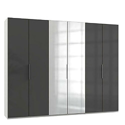 Inside 75 Armoire penderie LISEA 4 portes verre anthracite 2 portes miroir 300 x 236 cm HT 