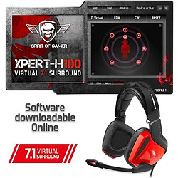 Spirit of Gamer Casque Gamer Gaming 7.1 Virtual Surround + LED Light USB Connecteur Casque XPERT-H100 Red Edition 