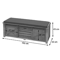 Mendler Banc avec compartiments de rangement HWC-H53, rembourré, métal, bois massif, aspect shabby 43x102x33cm ~ blanc