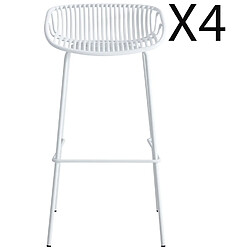 Pegane Lot de 4 tabourets hauts en polypropylène coloris blanc - Longueur 44 x profondeur 47 x hauteur 88 cm 