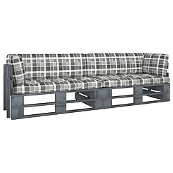 Vente-Unique Canapé palette 2 places avec coussins pin 110 x 65 x 55 cm imprégné de gris 02_0013255