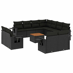 Maison Chic Salon de jardin 12 pcs avec coussins, Ensemble Tables et chaises d'extérieur noir résine tressée -GKD719684