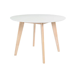 Miliboo Table ronde blanc et bois D100 cm LEENA 