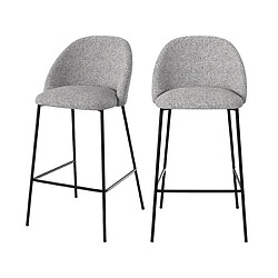 Rendez Vous Deco Chaise de bar Karl en tissu gris clair 66 cm (lot de 2) 