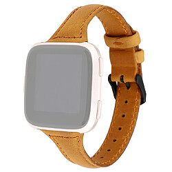 Wewoo Bracelet pour montre connectée Fitbit Versa razy Cheval Texture En Cuir Véritable Marron Clair