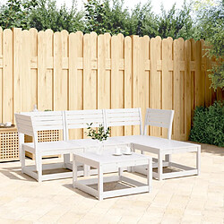 vidaXL Salon de jardin 4 pcs blanc bois de pin massif 