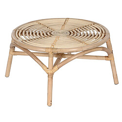 Pegane Table d'appoint ronde en bois de rotin coloris naturel - diamètre 65 x Hauteur 36 cm