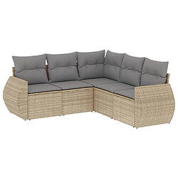 vidaXL Salon de jardin avec coussins 5 pcs beige résine tressée