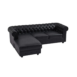 Vente-Unique Canapé d'angle gauche chesterfield en cuir noir TOLEDO