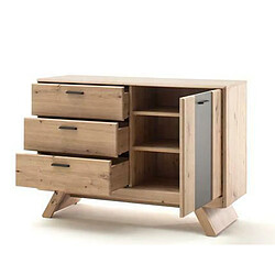 Pegane Buffet coloris chêne avec 1 porte et 3 tiroirs - Longueur 118 x Hauteur 84 x Profondeur 44 cm