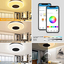 Universal Lumière Lumière lumineuse LED intelligente 32W 40.5cm Plafonnier Bluetooth Haut-parleur RGB Température de couleur pas cher