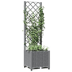 Avis Maison Chic Jardinière,Bac à fleurs avec treillis - pot de fleur Gris clair 40x40x136 cm PP -GKD14256