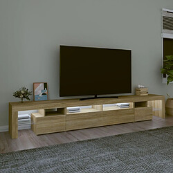 Avis Maison Chic Meuble TV avec lumières LED, Banc TV pour salon, Meuble de rangement Chêne sonoma 260x36,5x40 cm -GKD95656