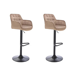 Lot de 2 tabourets de bar en velours et métal noir - Hauteur réglable - Beige - PEGA de Pascal MORABITO