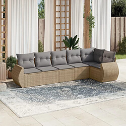 vidaXL Salon de jardin avec coussins 6 pcs beige résine tressée 