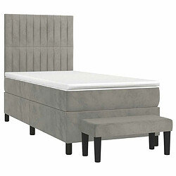 Avis Maison Chic Lit Adulte - Lit simple Lit à sommier tapissier et matelas moelleux - Meuble de Chambre - Gris clair 100x200cm Velours -MN78427