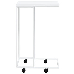 Avis Maison Chic Table d'appoint | Table Basse avec roues Blanc 40x30x63,5cm Bois d'ingénierie -GKD61380