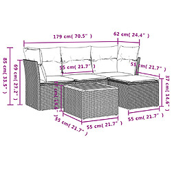 Avis vidaXL Salon de jardin avec coussins 5 pcs beige résine tressée