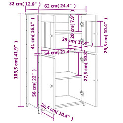 vidaXL Buffet haut noir 62x32x106,5 cm bois d'ingénierie pas cher