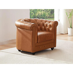 Vente-Unique Fauteuil en cuir de vachette camel CHESTERFIELD 