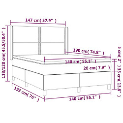 Acheter vidaXL Sommier à lattes de lit matelas LED Gris foncé 140x190 cm Tissu