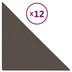 vidaXL Panneaux muraux 12 pcs Taupe 30x30 cm Tissu 0,54 m²