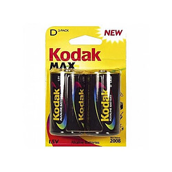 KODAK - Piles - MAX Alcaline - D / LR20 - pack de 2 - Multicolore