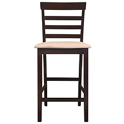 Helloshop26 Lot de deux tabourets de bar design chaise siège bois marron et beige 1202076